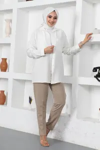 Bağcıklı Kadın Pantolon Kahverengi