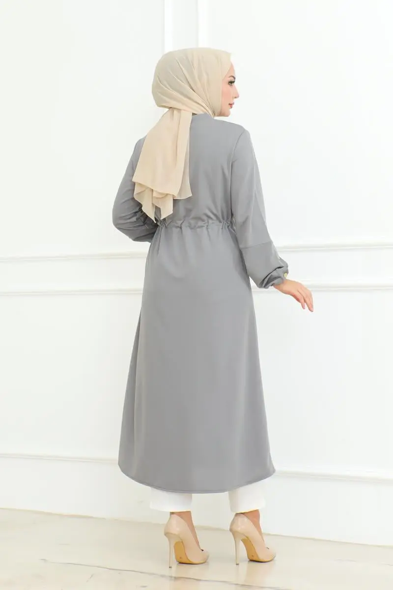 Bağcıklı Tesettür Kap Gri-detail