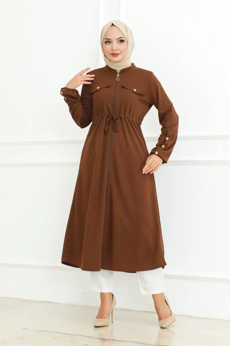 Bağcıklı Tesettür Kap Kahverengi-detail