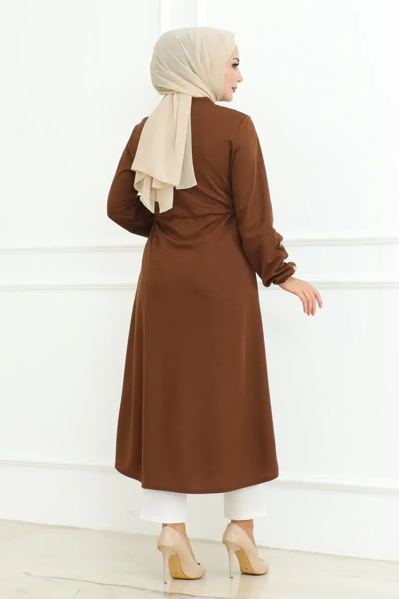 Bağcıklı Tesettür Kap Kahverengi-detail
