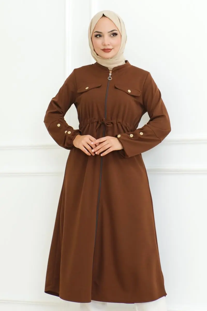 Bağcıklı Tesettür Kap Kahverengi-detail