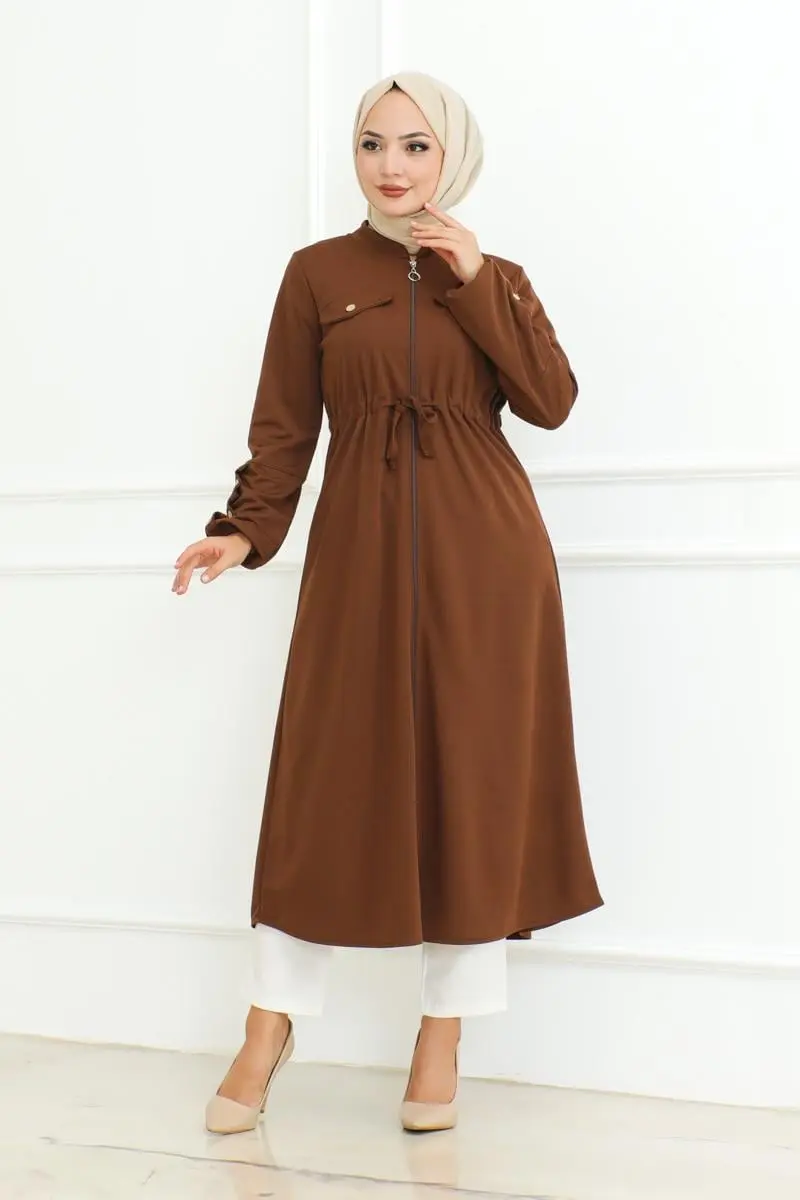 Bağcıklı Tesettür Kap Kahverengi-detail