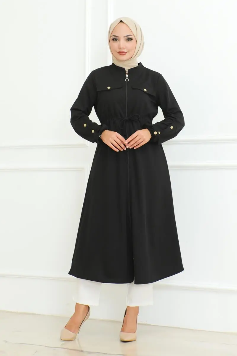 Bağcıklı Tesettür Kap Siyah-detail