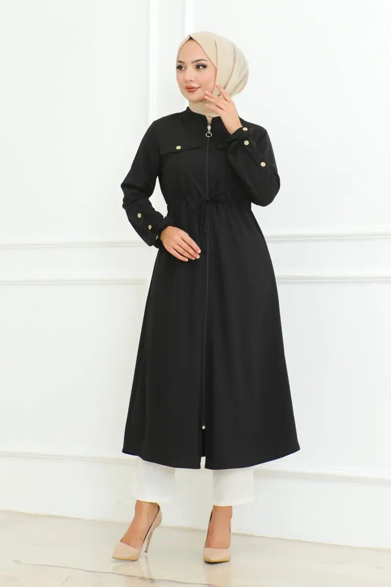 Bağcıklı Tesettür Kap Siyah-detail