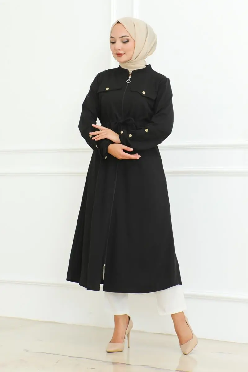 Bağcıklı Tesettür Kap Siyah-detail