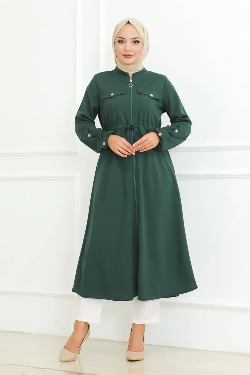 Bağcıklı Tesettür Kap Zümrüt Yeşili-detail
