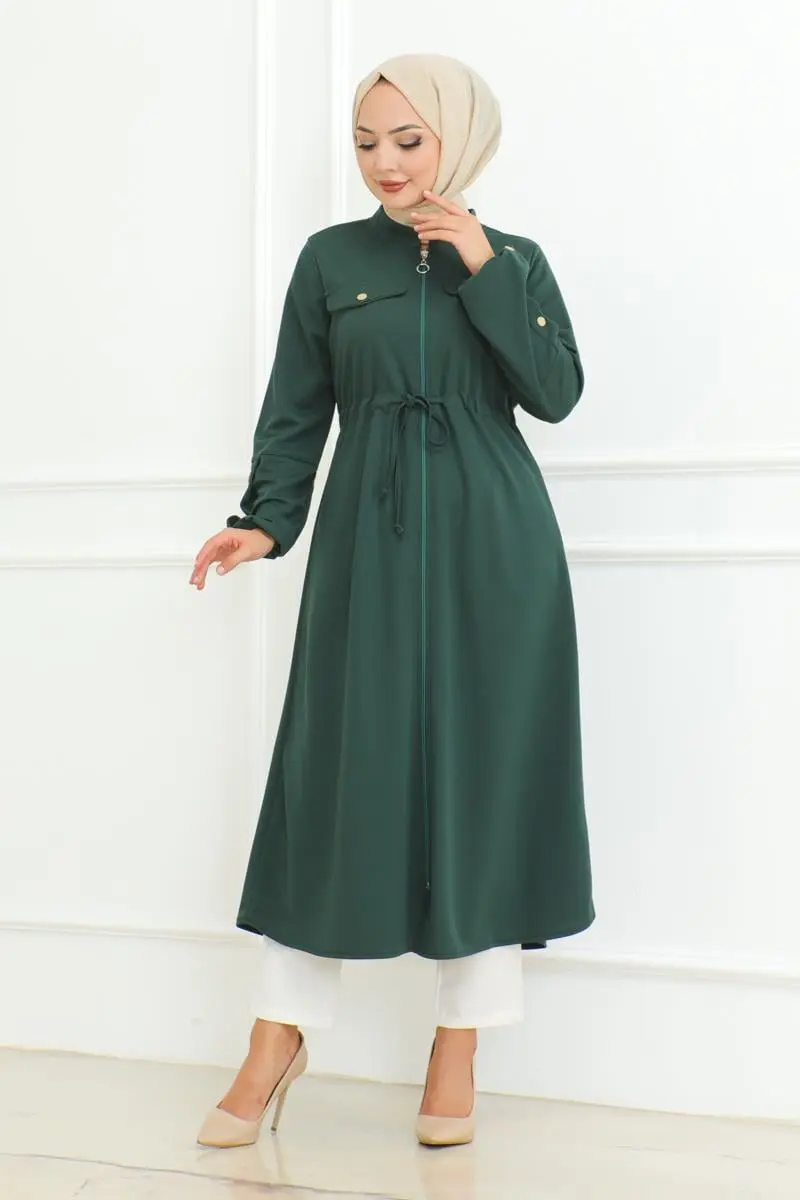 Bağcıklı Tesettür Kap Zümrüt Yeşili-detail