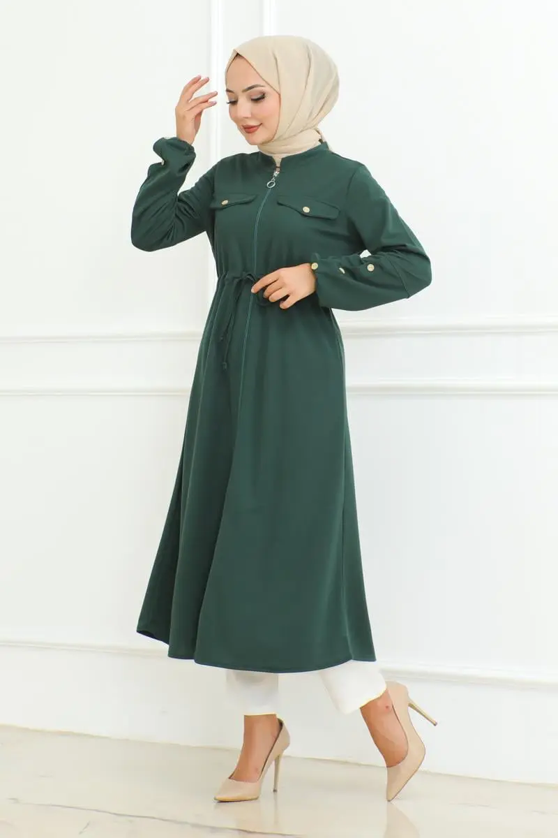 Bağcıklı Tesettür Kap Zümrüt Yeşili-detail