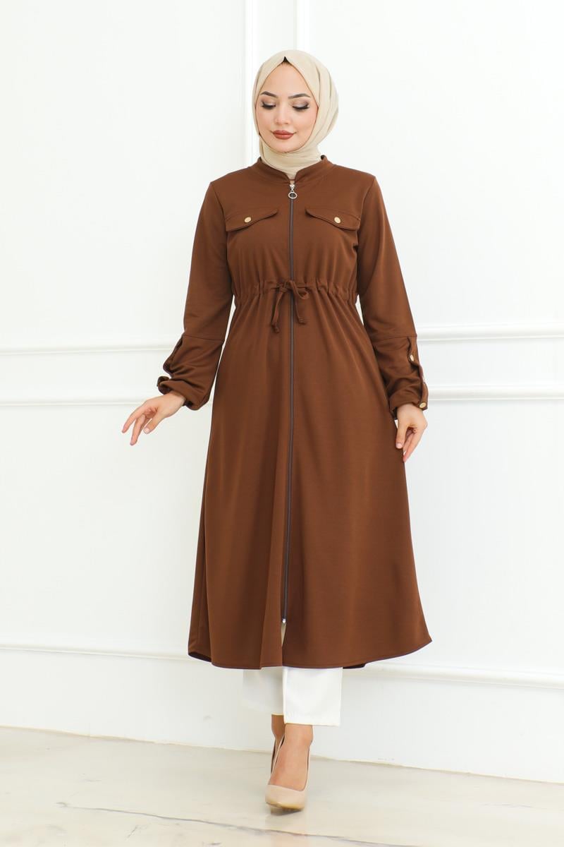 Bağcıklı Tesettür Kap Kahverengi