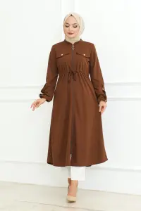 Bağcıklı Tesettür Kap Kahverengi