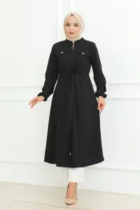 Bağcıklı Tesettür Kap Siyah