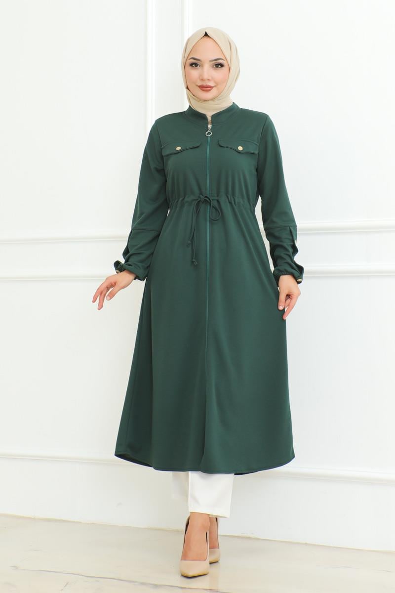 Bağcıklı Tesettür Kap Zümrüt Yeşili