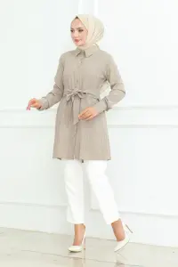 Bağlamalı Gömlek Tunik Taş