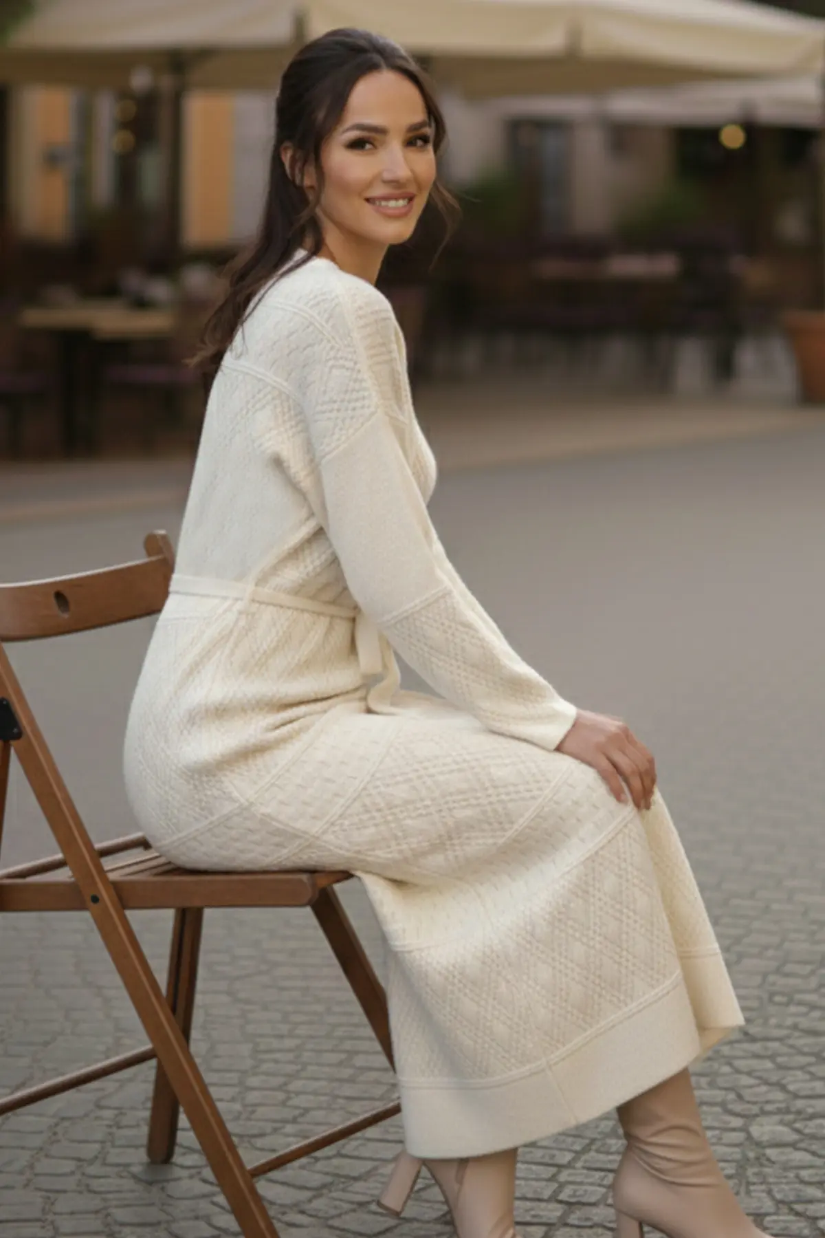 Mesh Knitted Dress With Diamond Pattern-detail