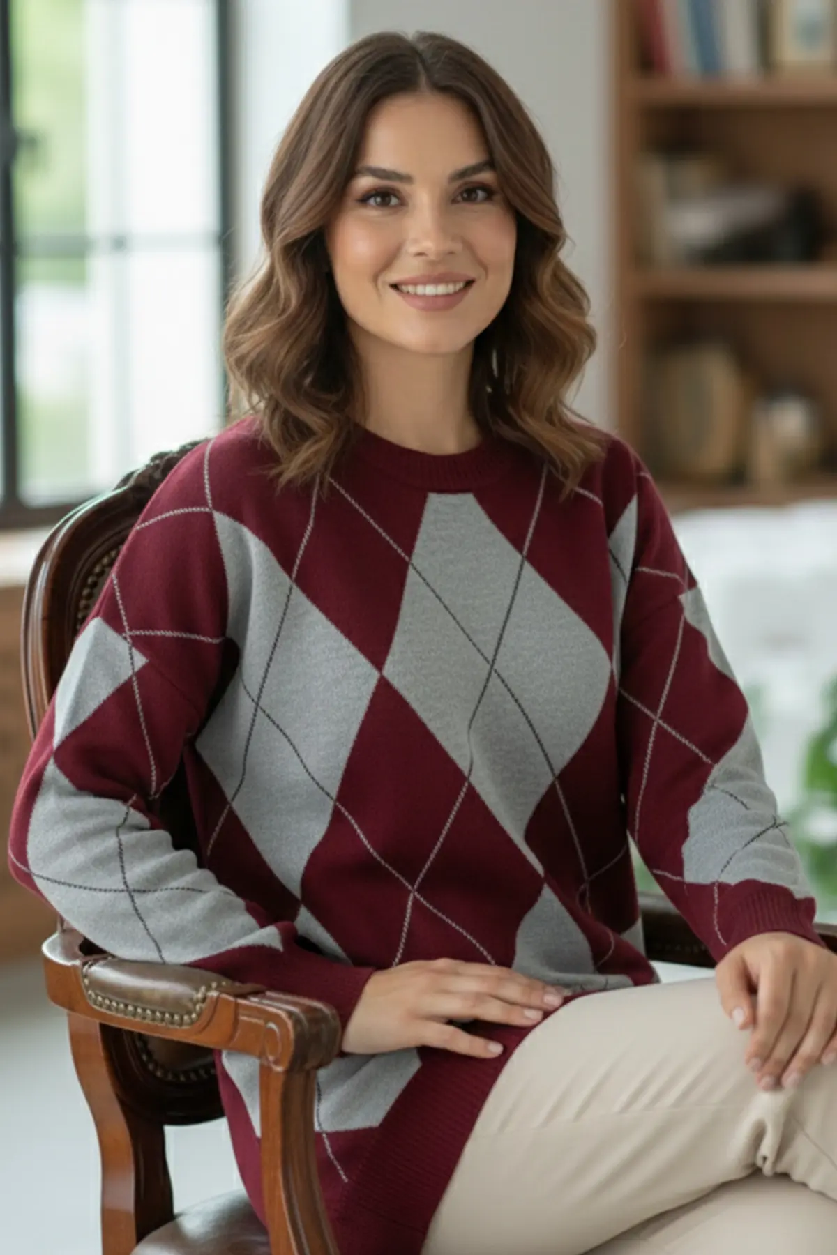 Baklava Desenli Triko Kazak-detail