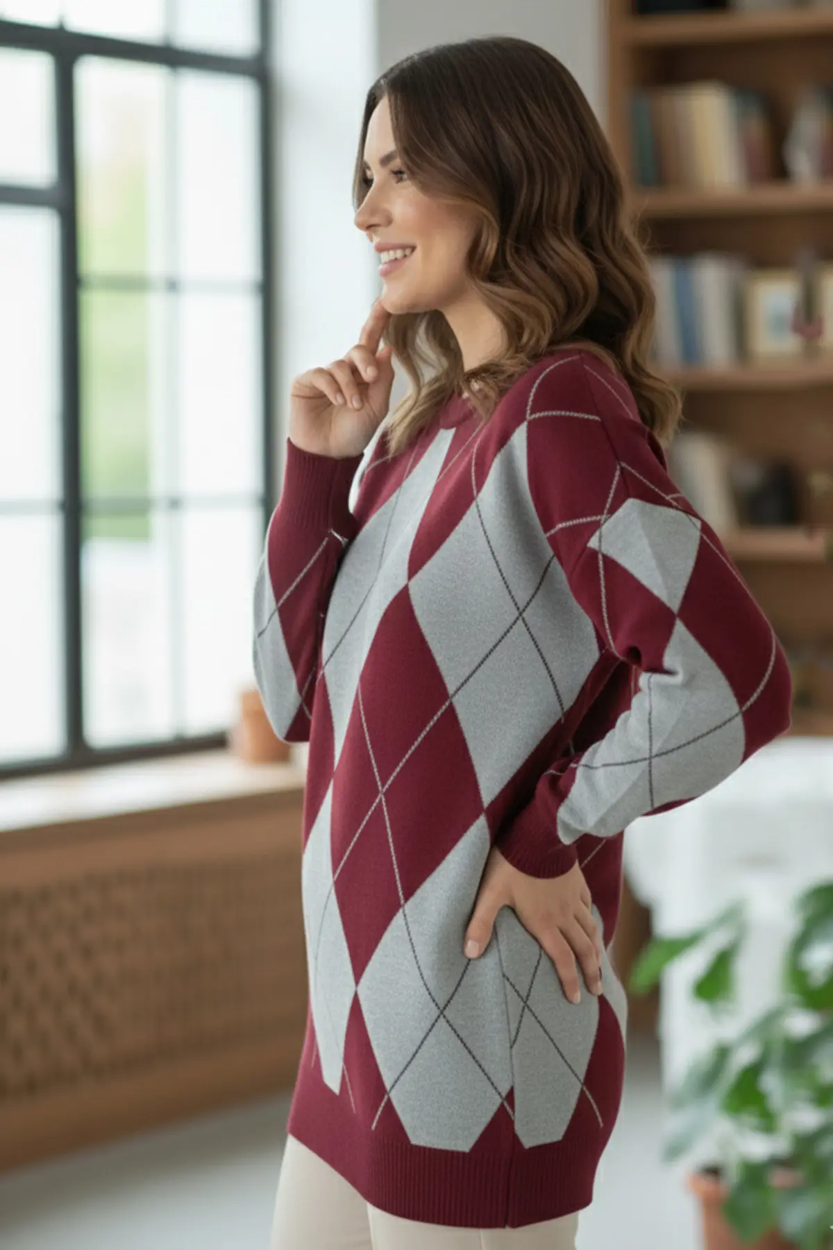 Baklava Desenli Triko Kazak-detail