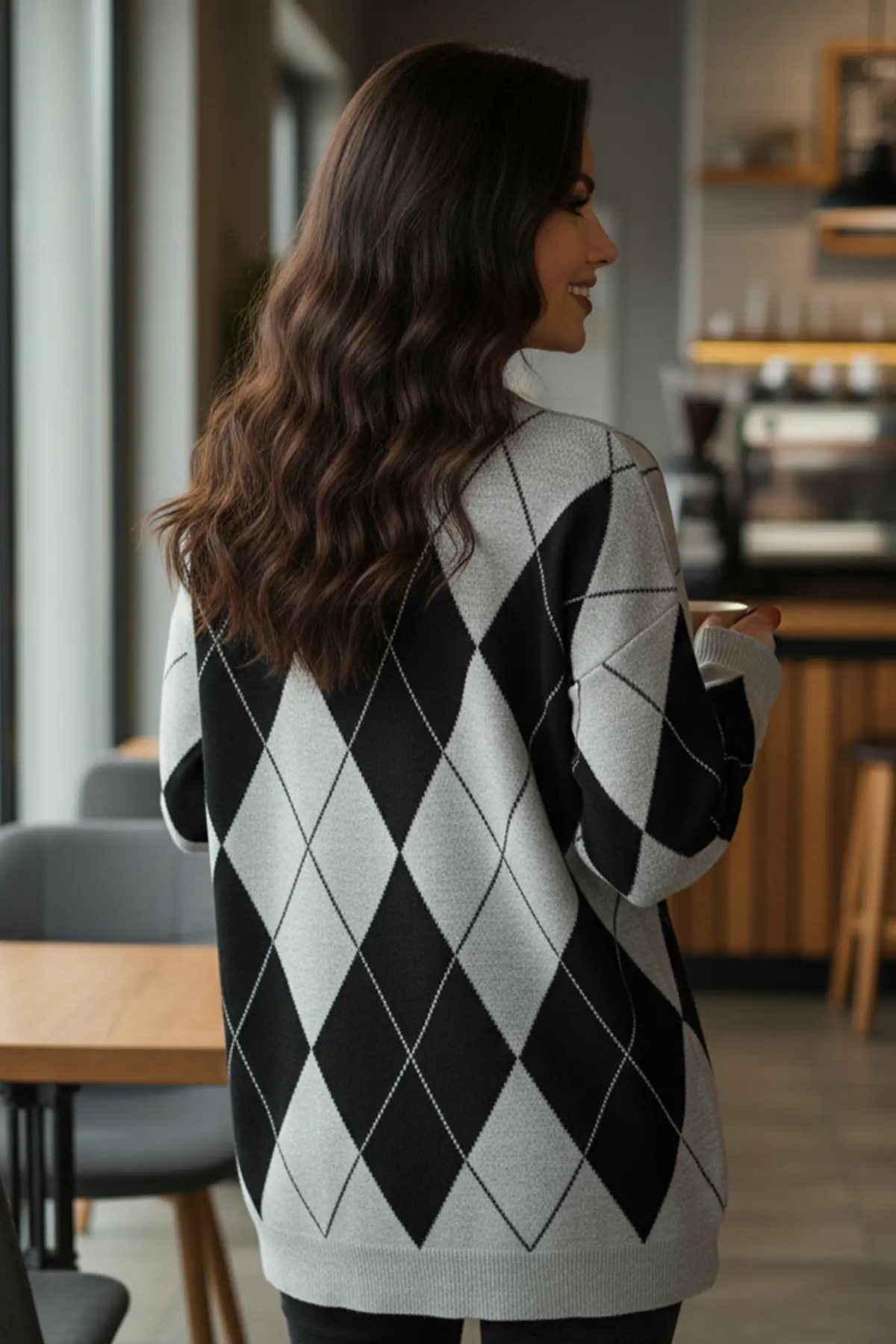 Baklava Desenli Triko Kazak-detail