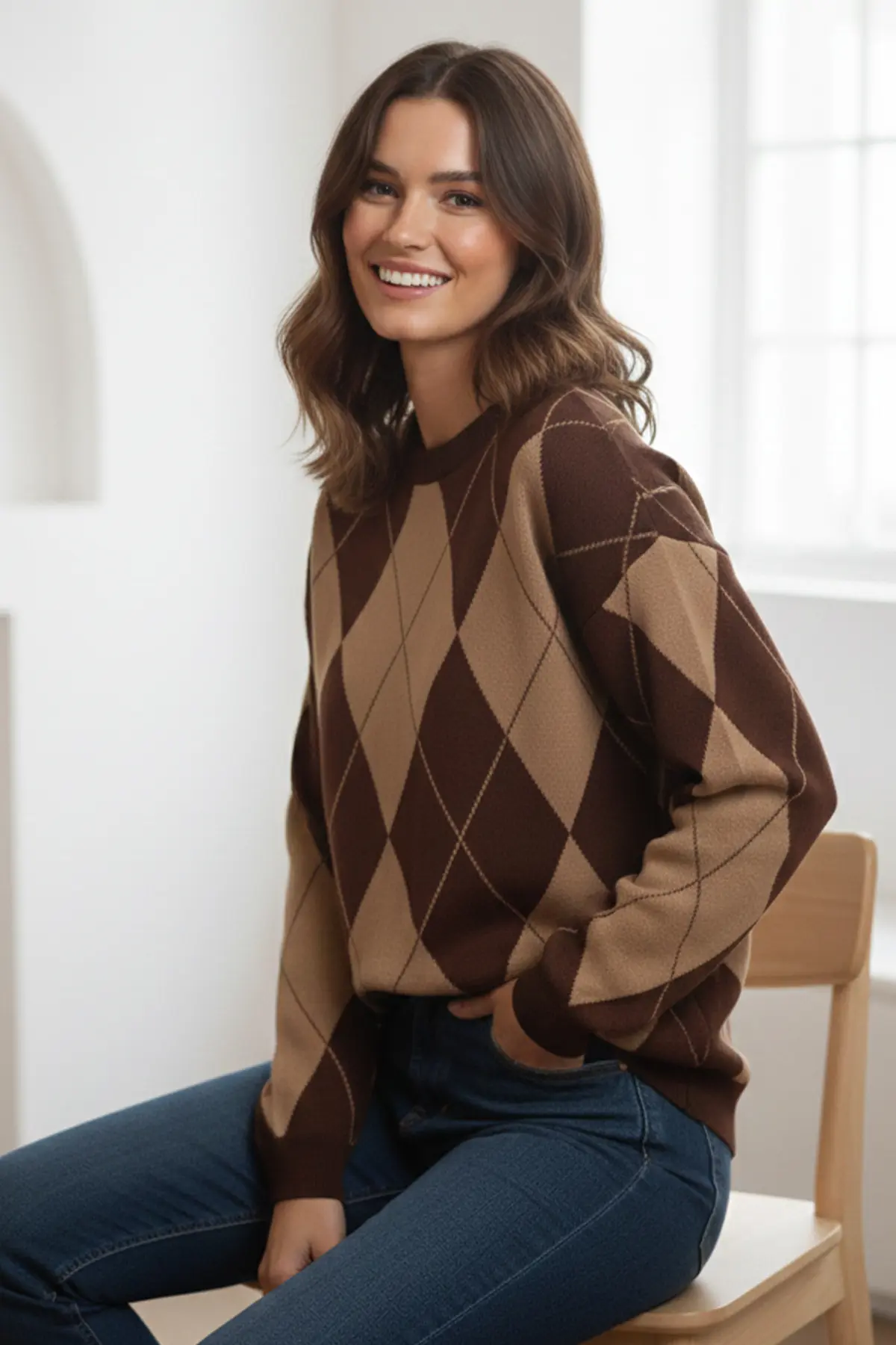 Baklava Desenli Triko Kazak-detail