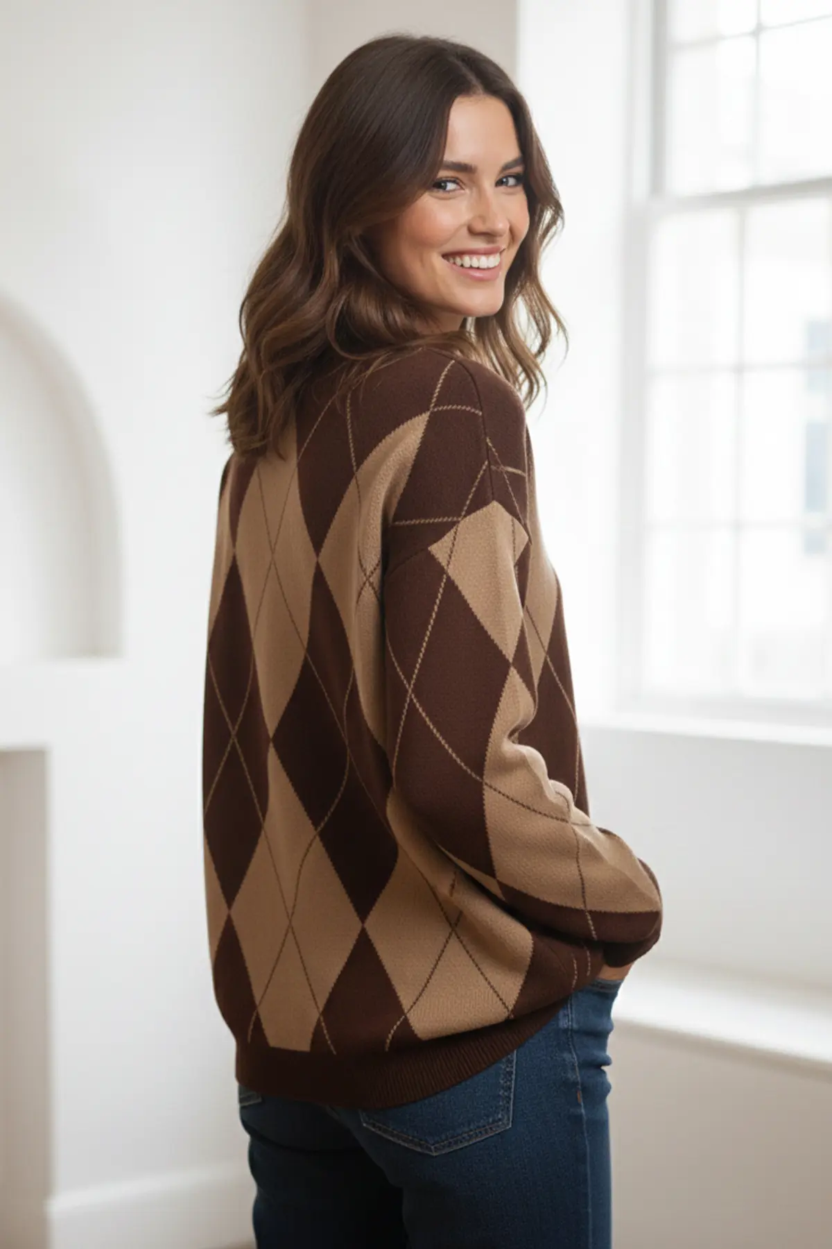 Baklava Desenli Triko Kazak-detail