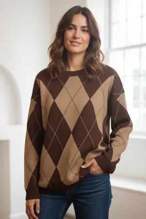 Baklava Desenli Triko Kazak