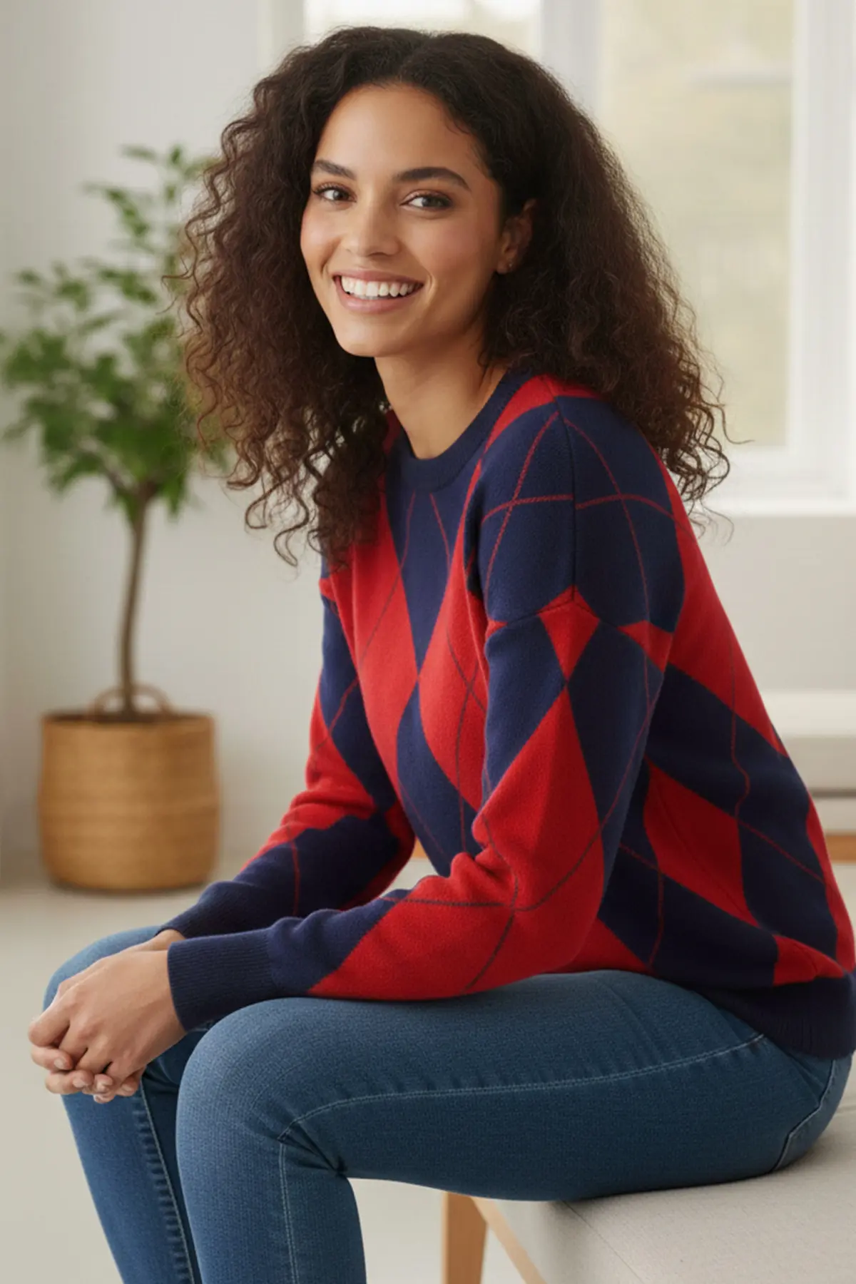 Baklava Desenli Triko Kazak-detail