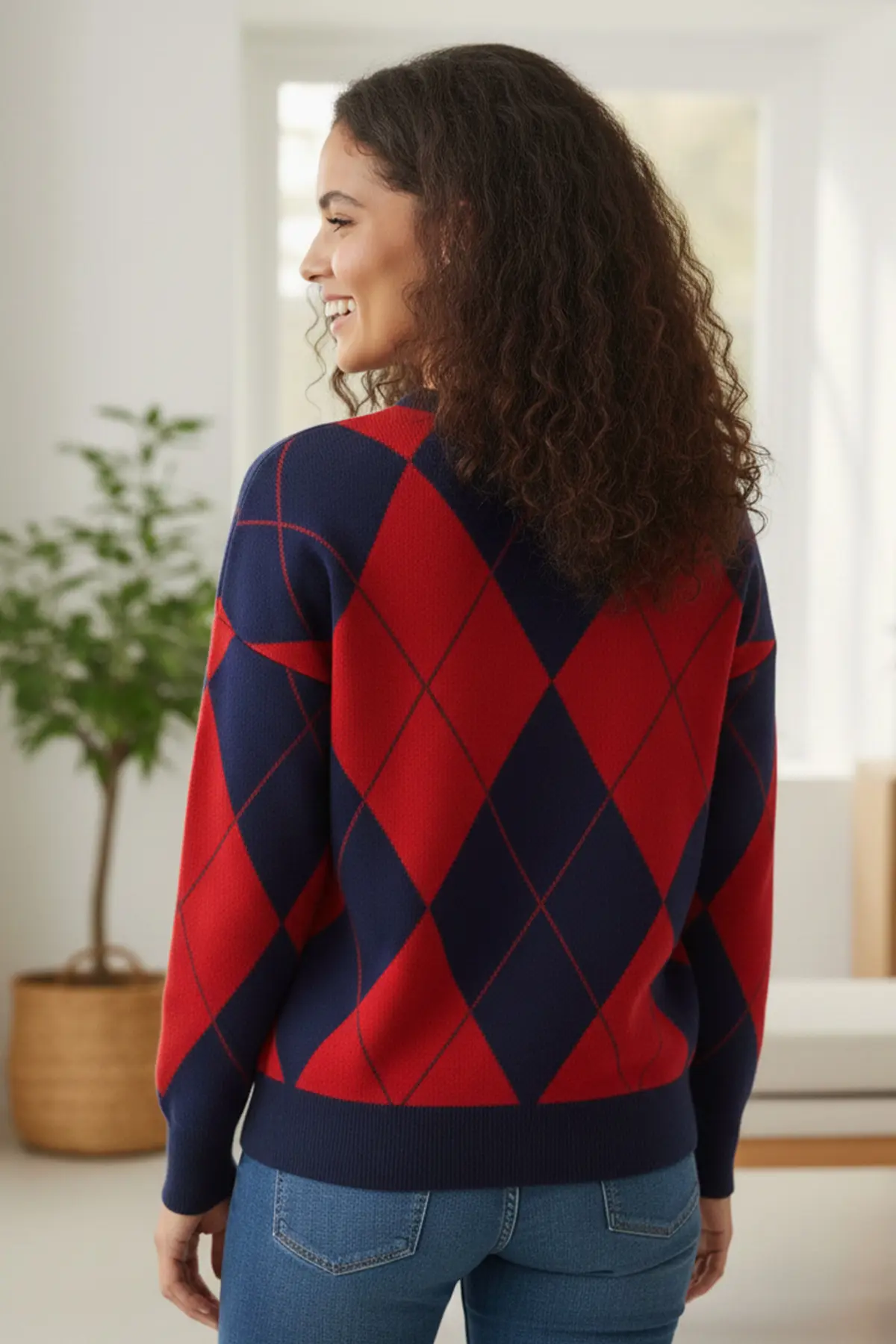 Baklava Desenli Triko Kazak-detail