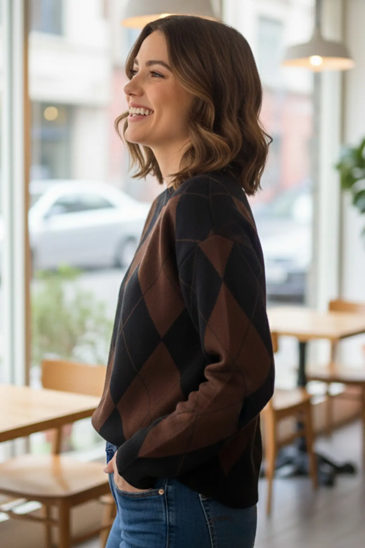 Baklava Desenli Triko Kazak-detail