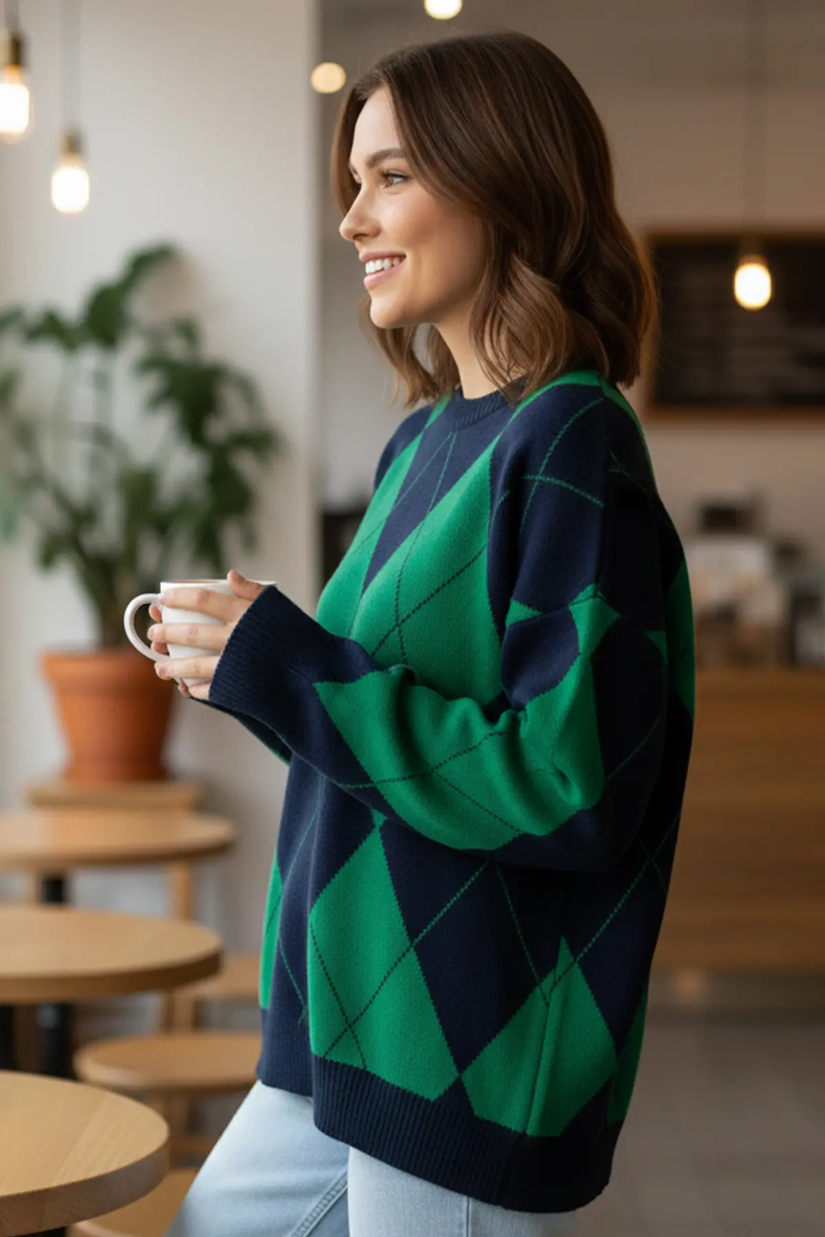 Baklava Desenli Triko Kazak-detail