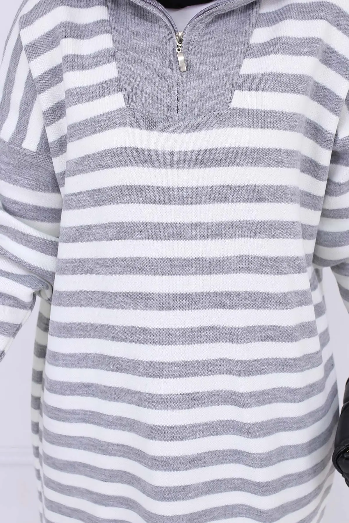 Turtleneck Striped Knitwear Dress-detail