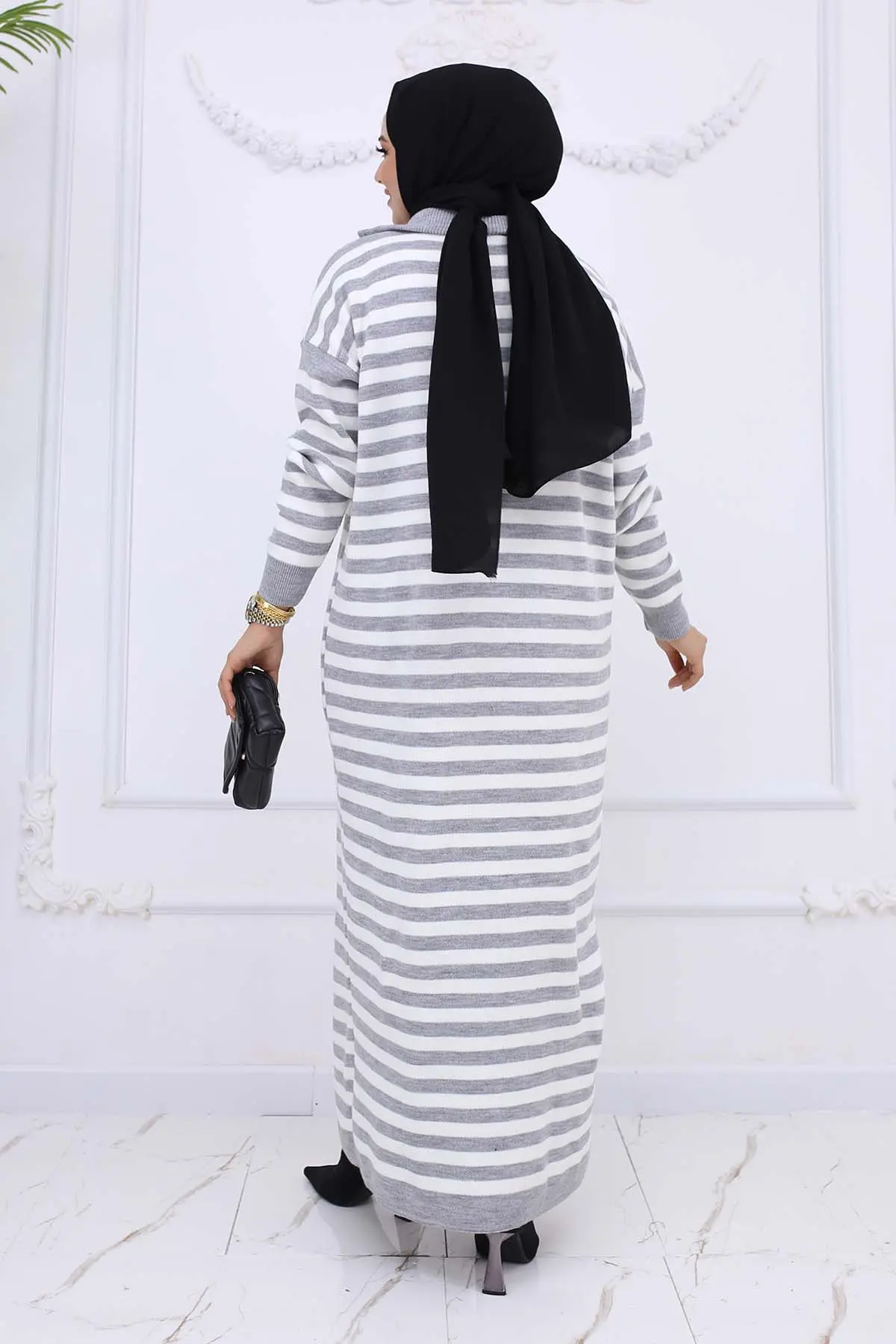 Turtleneck Striped Knitwear Dress-detail