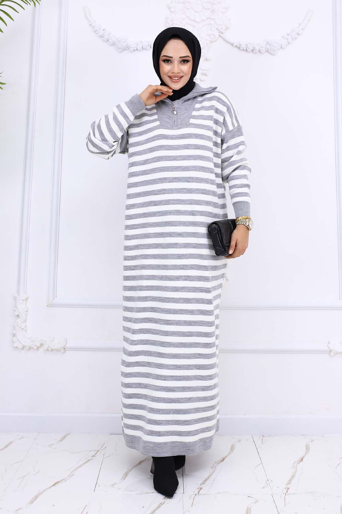 Turtleneck Striped Knitwear Dress