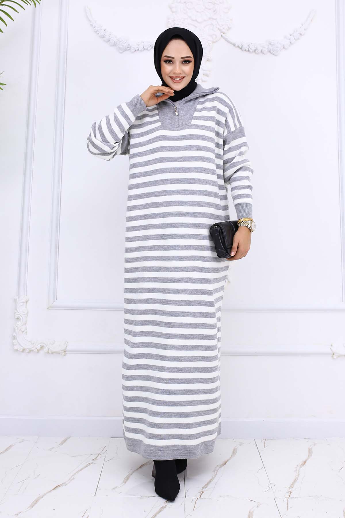 Turtleneck Striped Knitwear Dress