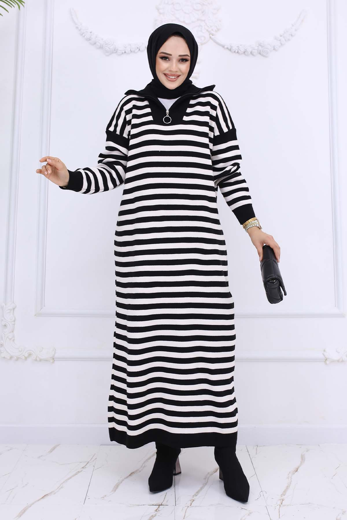 Turtleneck Striped Knitwear Dress