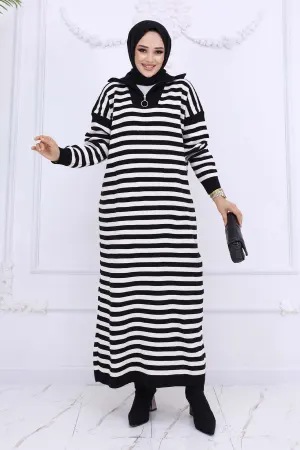 Turtleneck Striped Knitwear Dress
