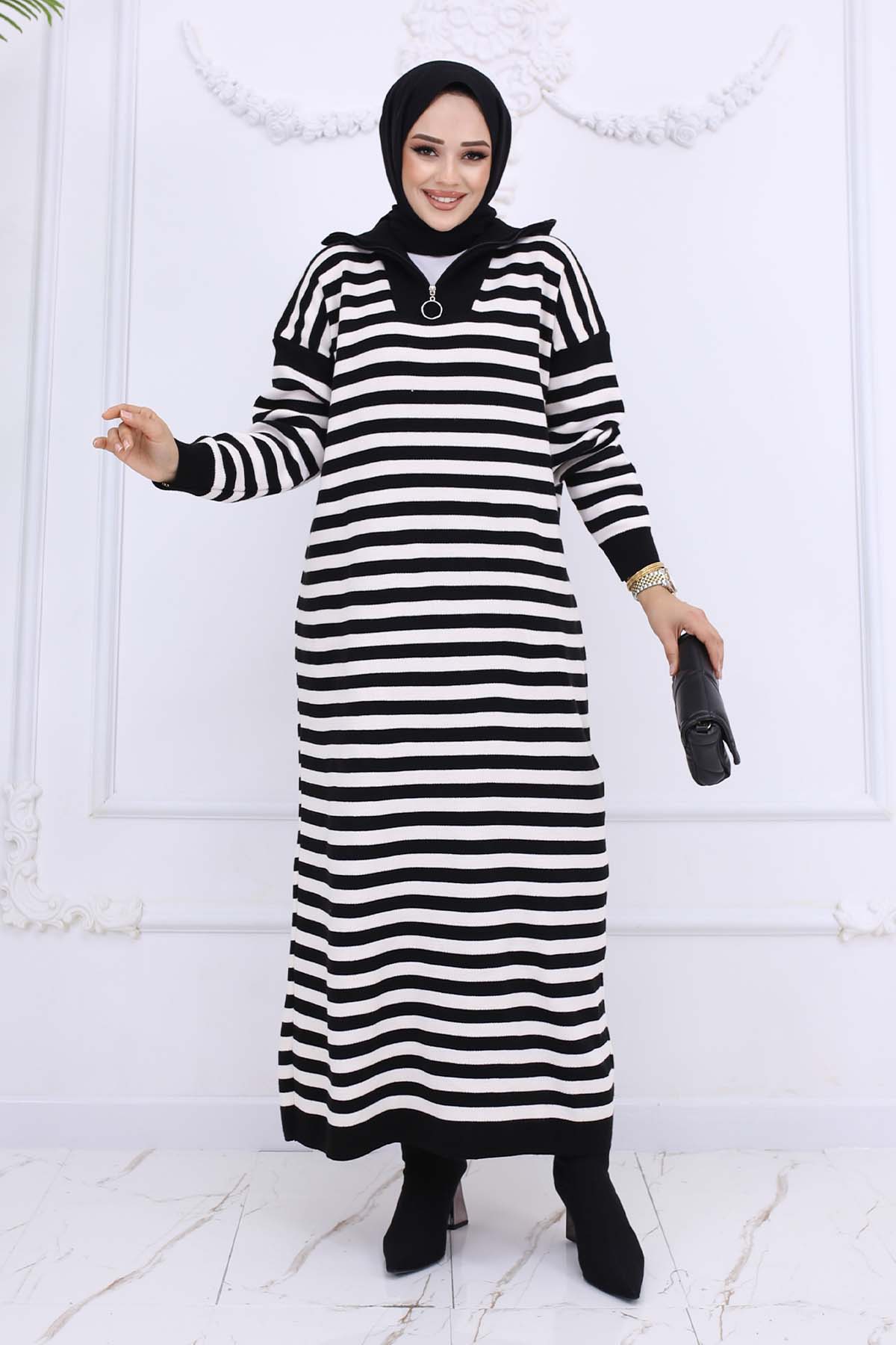 Turtleneck Striped Knitwear Dress
