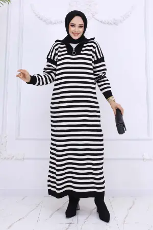 Turtleneck Striped Knitwear Dress