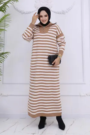 Turtleneck Striped Knitwear Dress