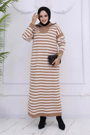 Turtleneck Striped Knitwear Dress