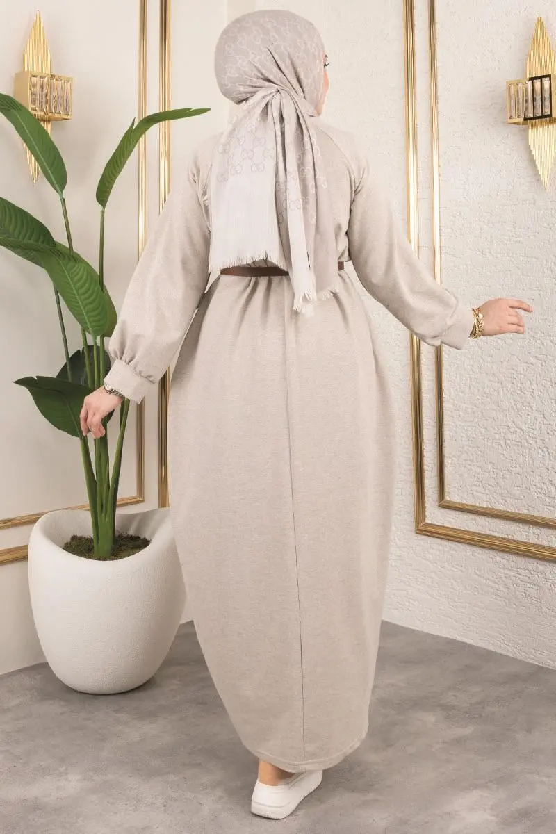 Balon Model Spor Elbise Bej-detail