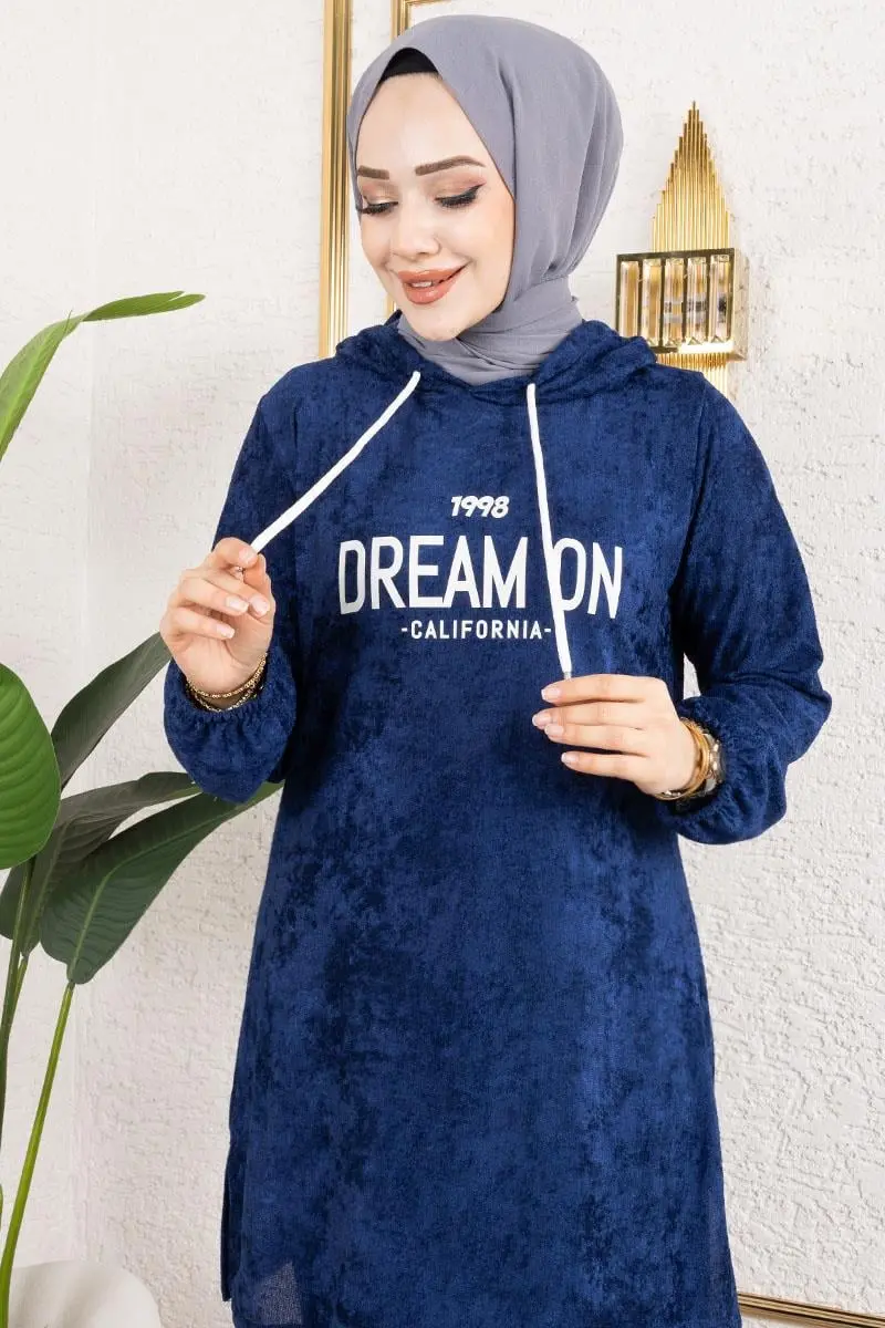 Printed Hooded Velvet Set-detail