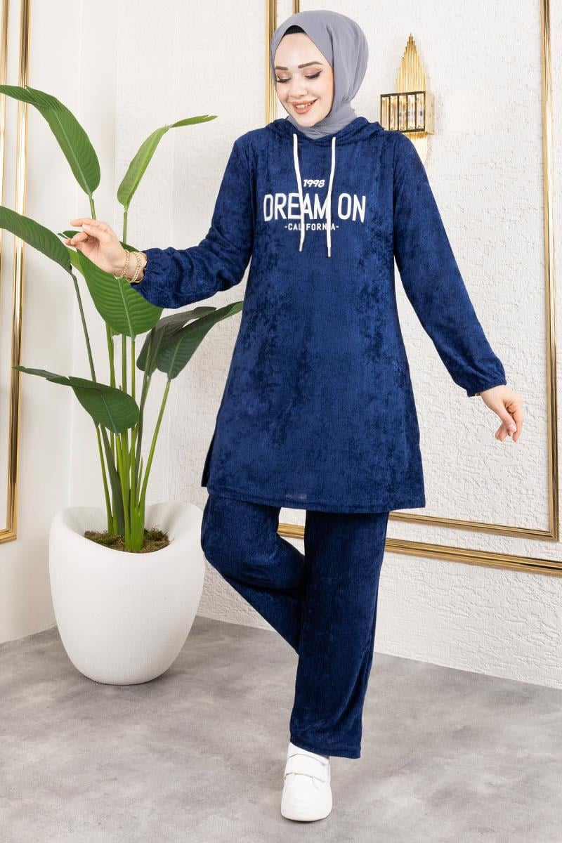 Printed Hooded Velvet Set