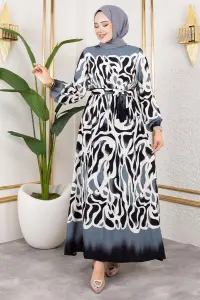 Batik Desenli Tesettür Elbise