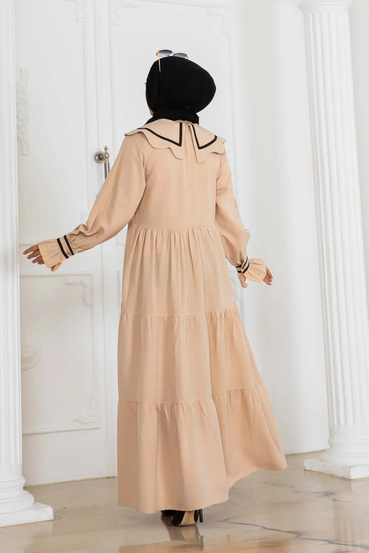 Bebe Yakalı Elbise Bej-detail