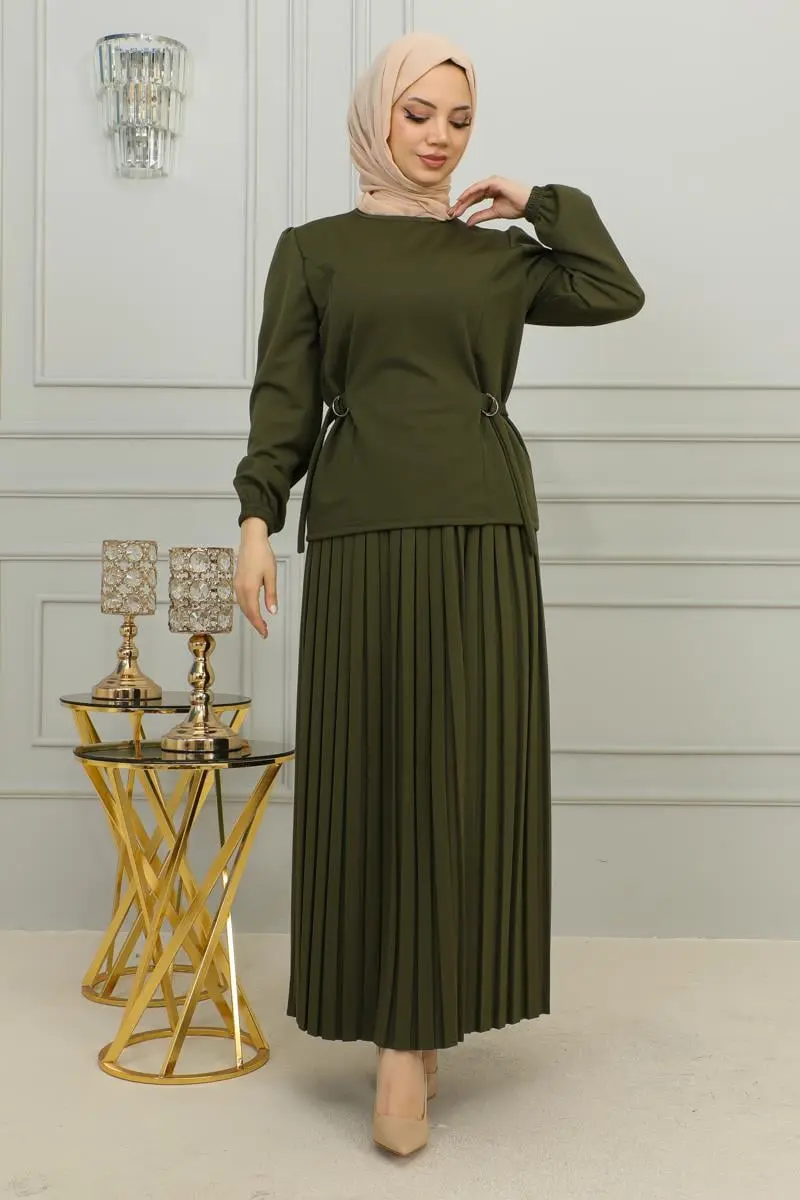 Waist Detailed Pleated Suit-detail