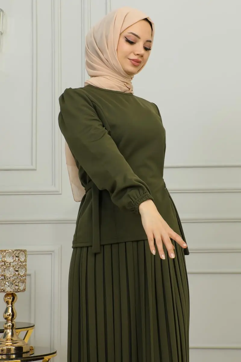 Waist Detailed Pleated Suit-detail