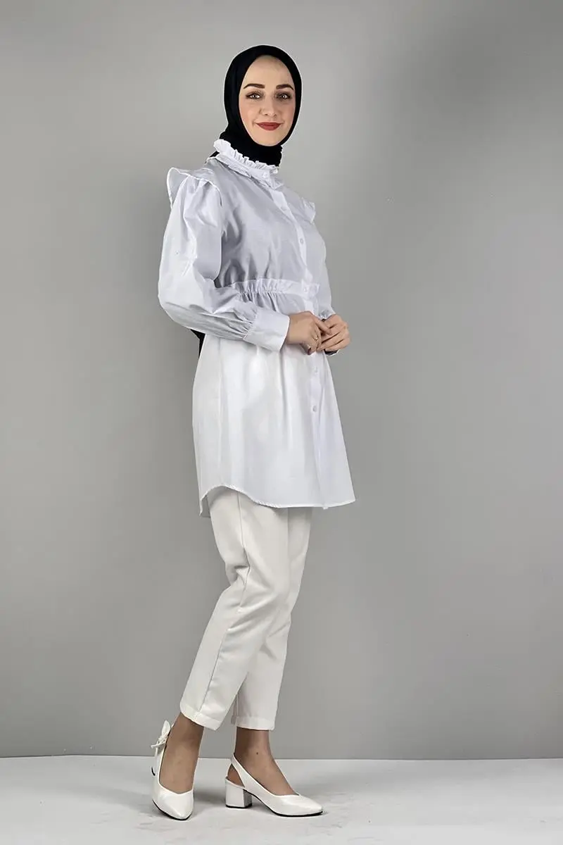 Tunic With Waist And Collar Detail-detail