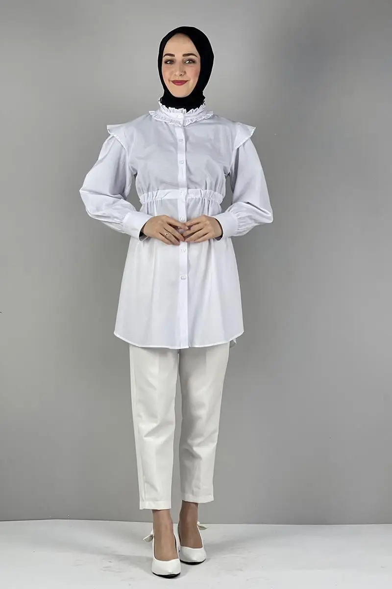 Tunic With Waist And Collar Detail-detail