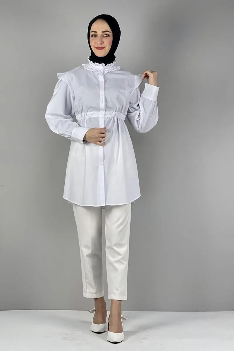 Tunic With Waist And Collar Detail-detail