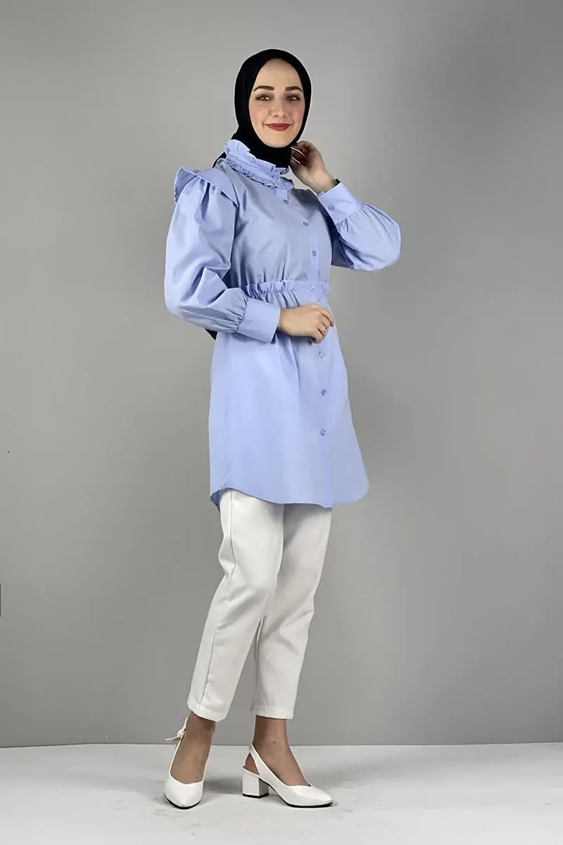 Tunic With Waist And Collar Detail-detail