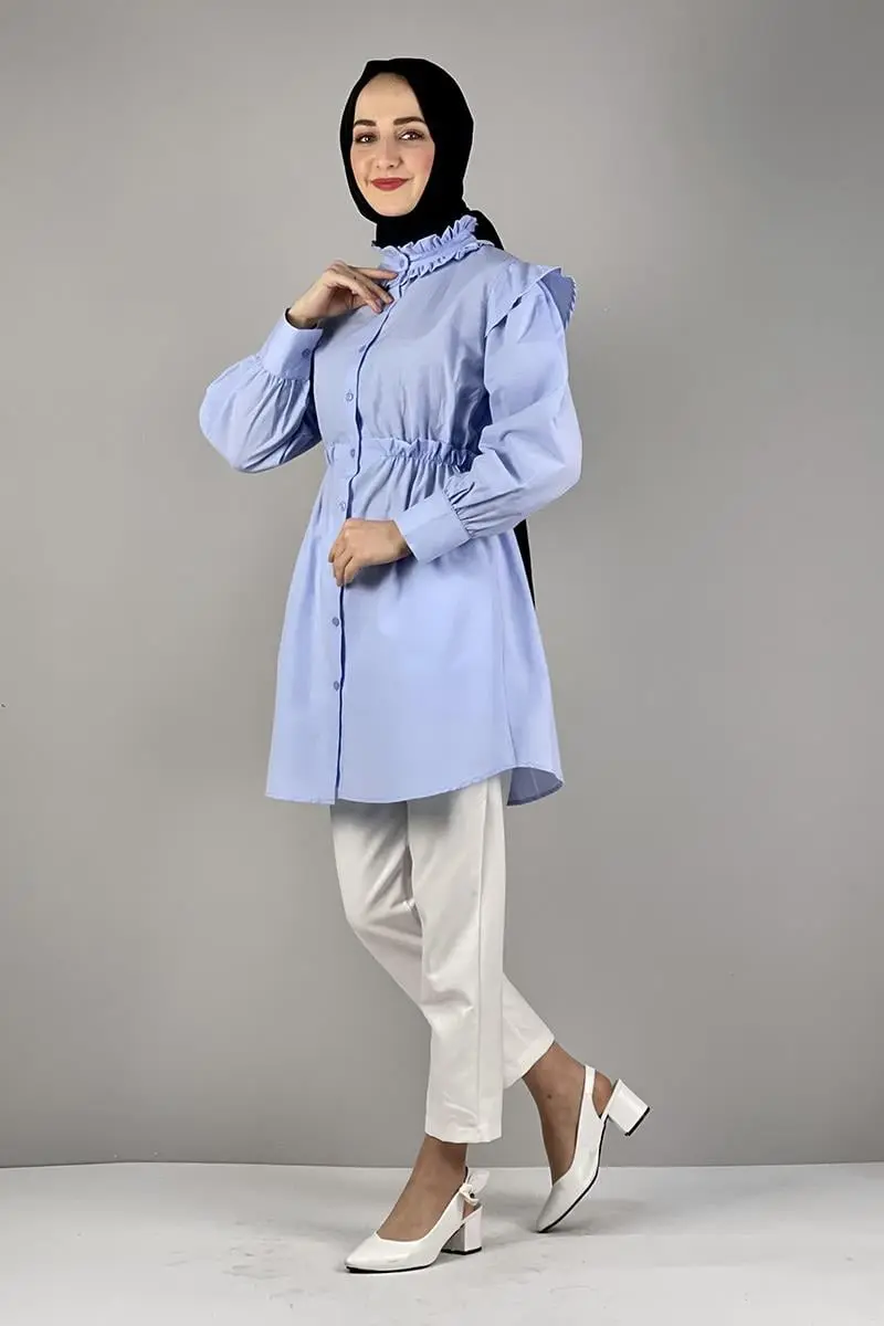 Tunic With Waist And Collar Detail-detail